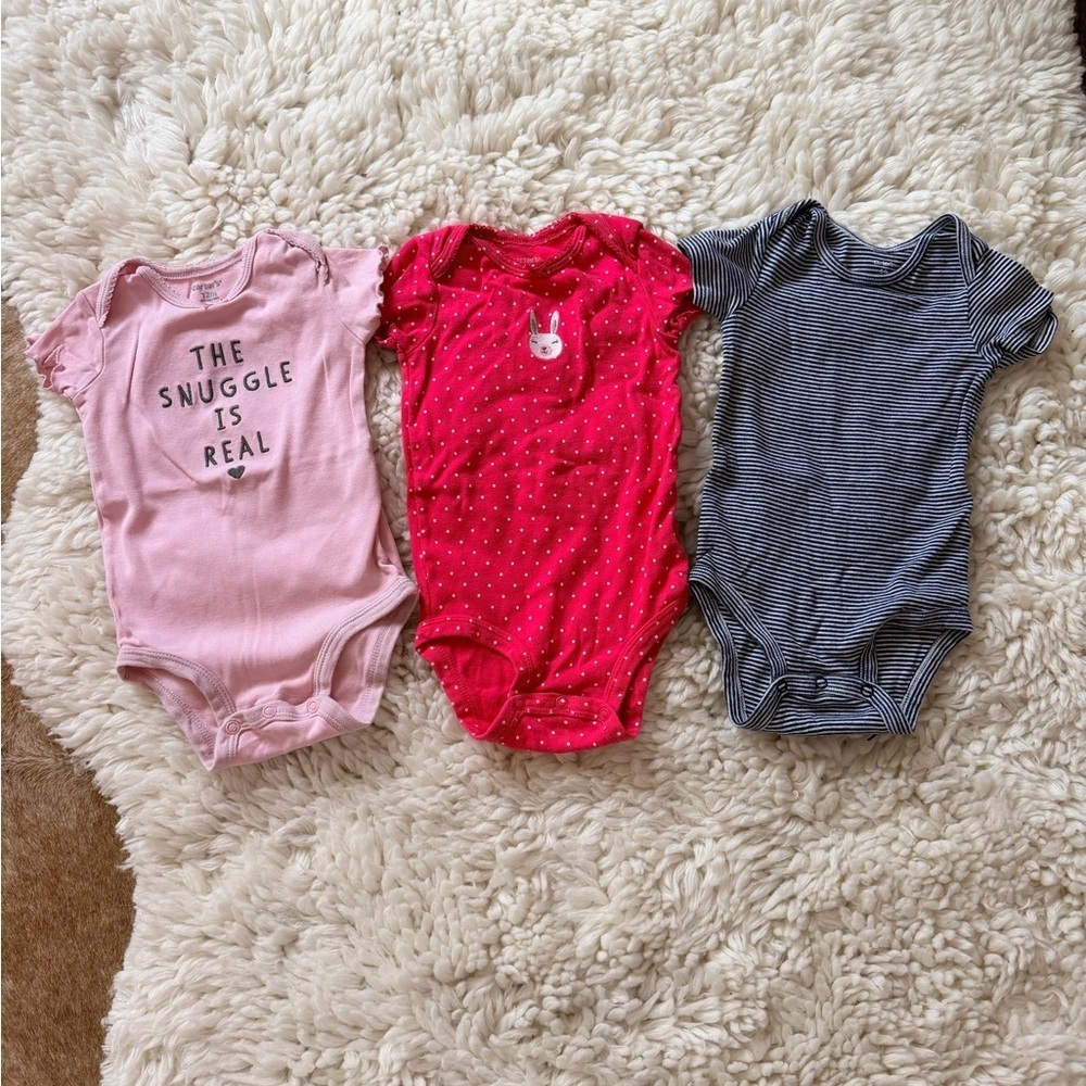 Carter's Pink, Red, and Blue Bodysuit Trio - Picture 1 of 6